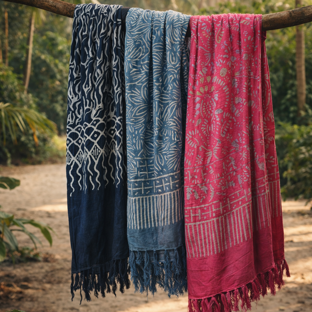 Luxe rayon sarong roze/blauw - Stijlvolle, lichte cover-up & strandhanddoek