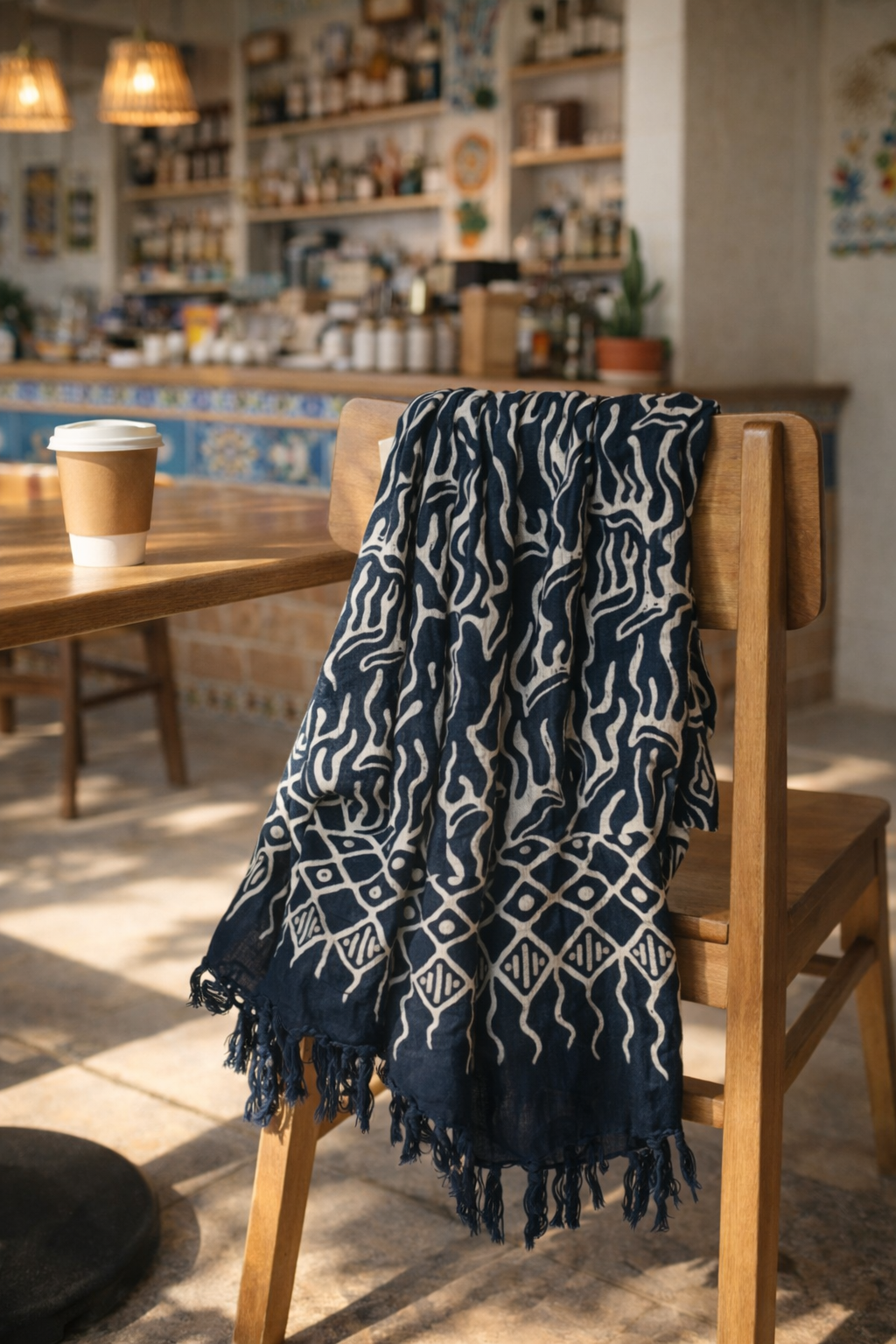 Luxe rayon sarong zwart/wit - Stijlvolle, lichte cover-up & strandhanddoek